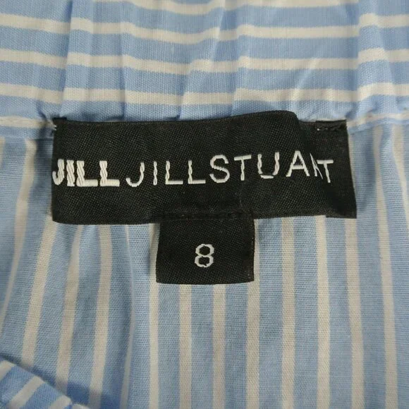 Jill Stuart Blue White Striped Cotton Skirt S8 Nautical - Picture 2 of 11